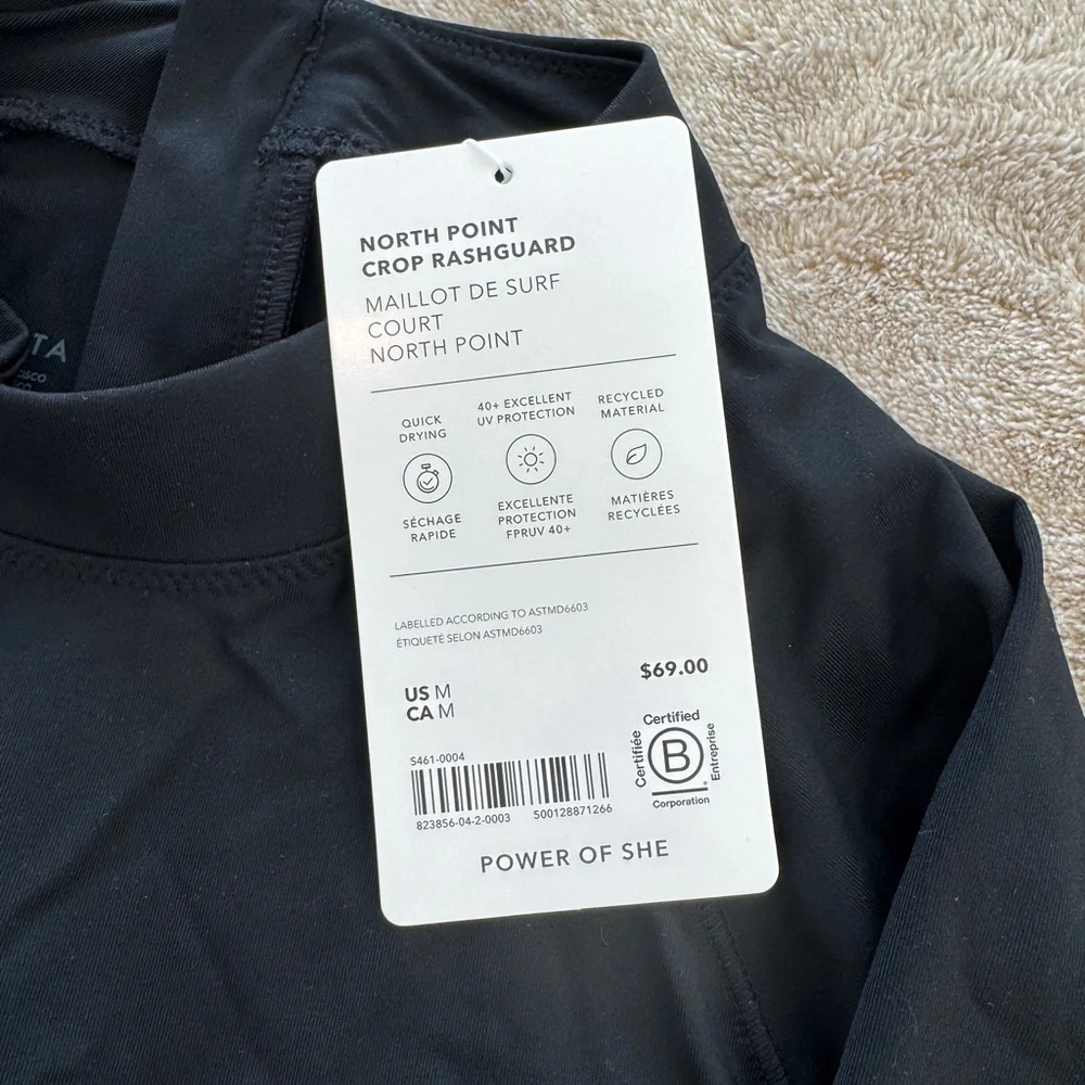 NWT Athleta North Point Crop Rashguard Black Size M - Picture 6 of 8